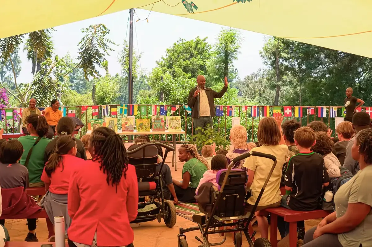 Children attending an inclusive BooksFirst author reading